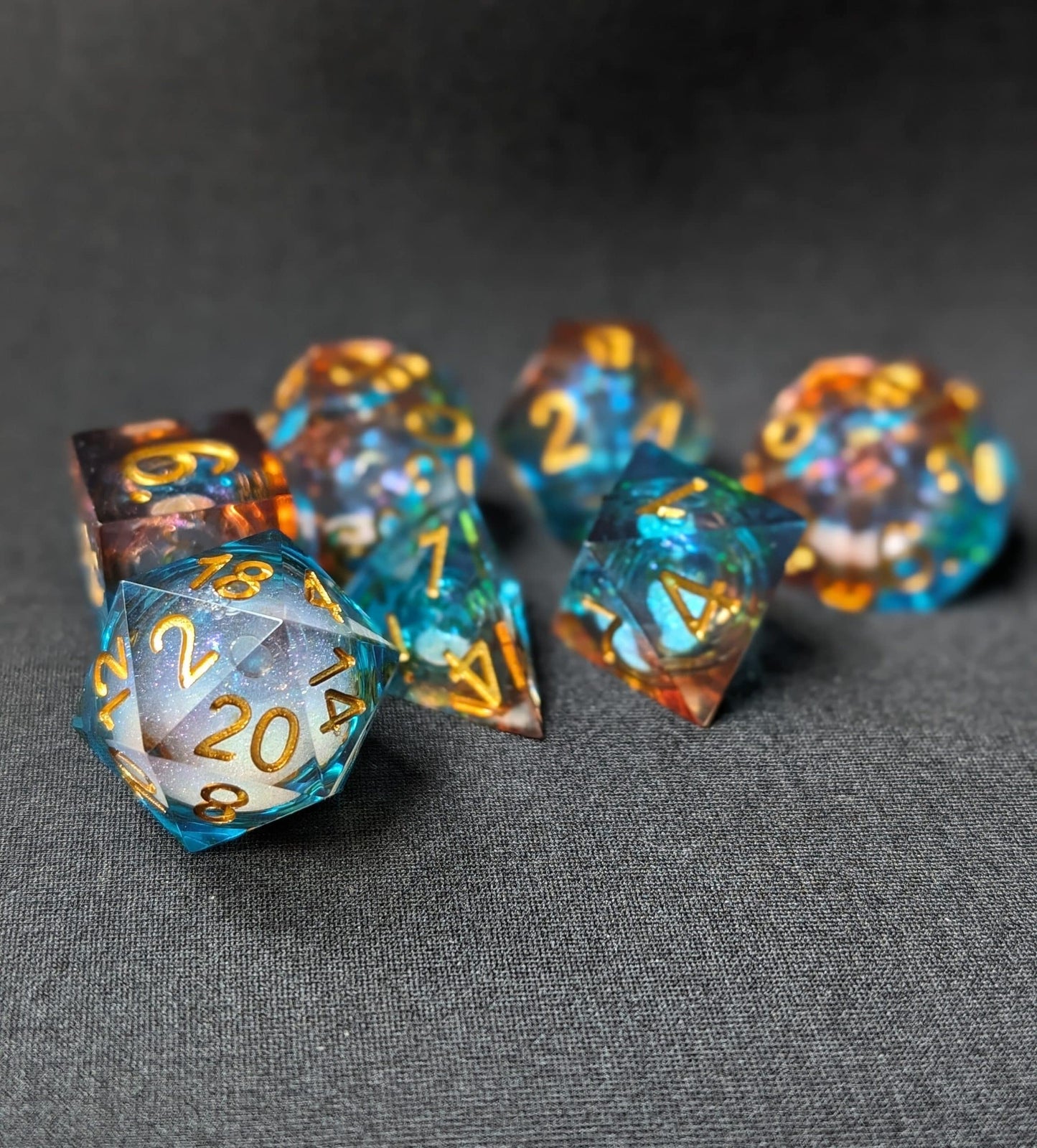 Azure Ember DnD Dice Set