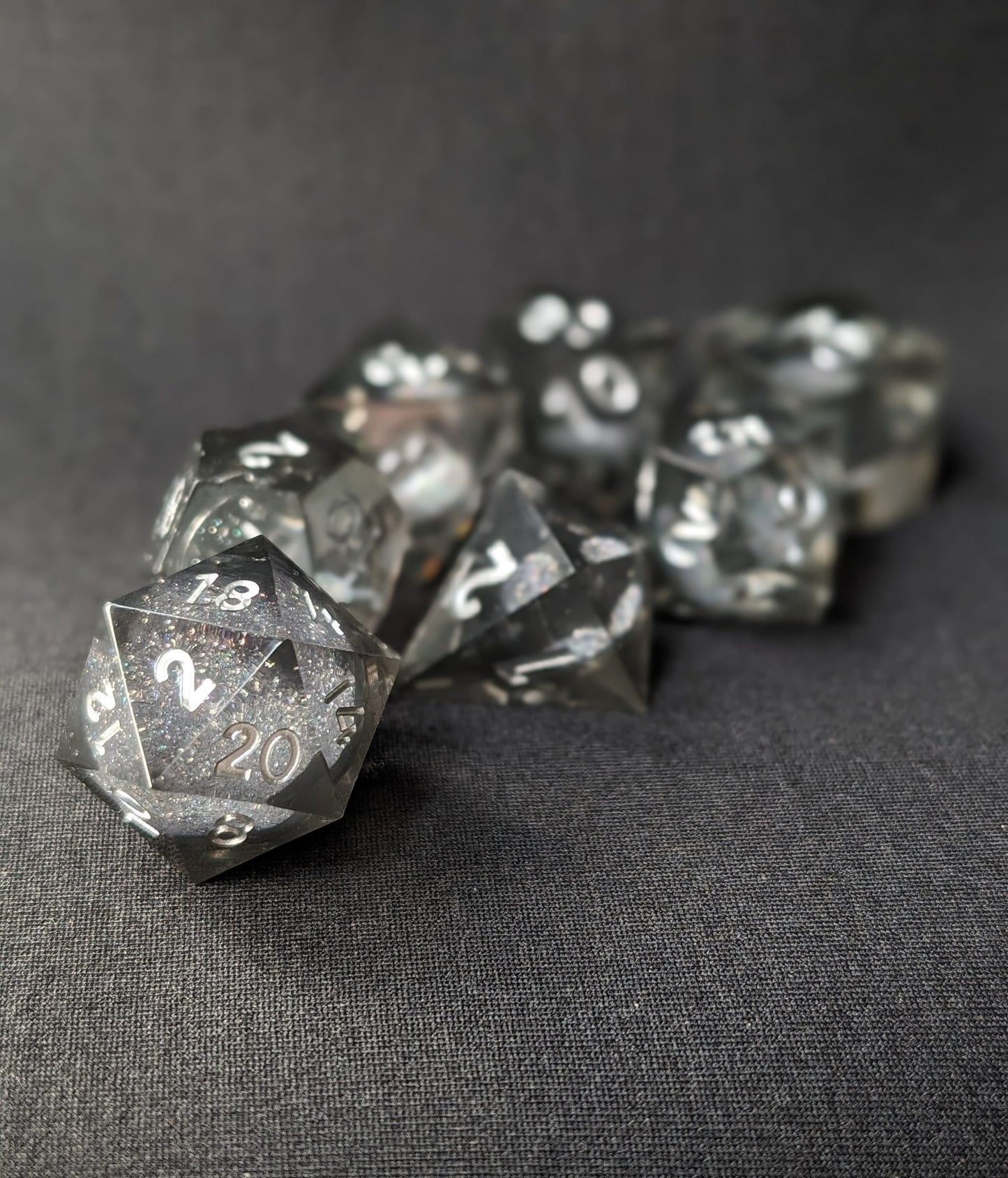 Phantom Silver DnD Dice